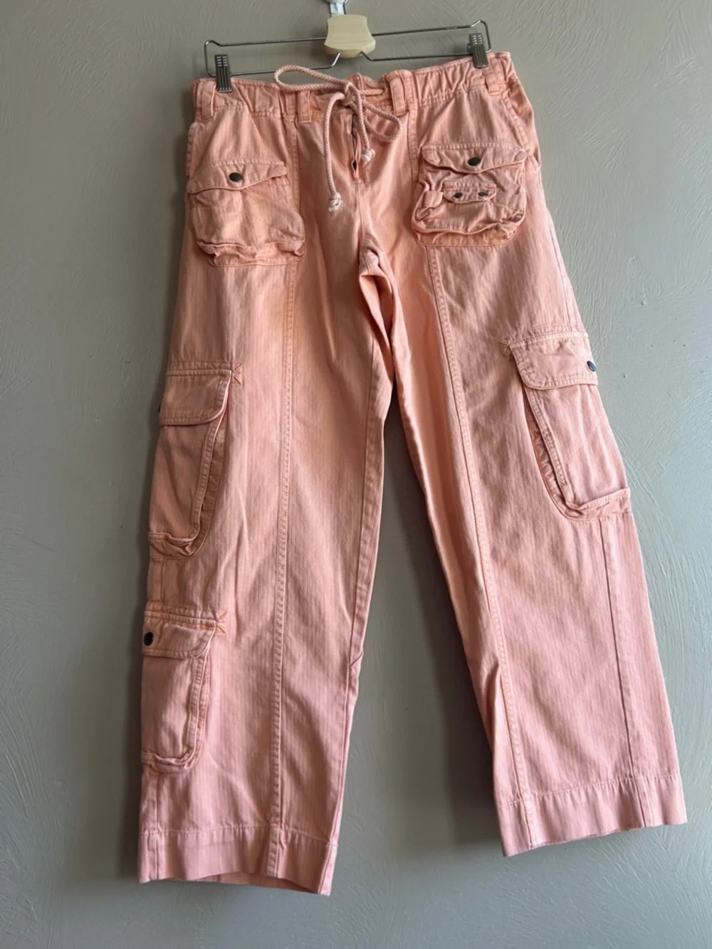 Free People Tahiti Cargo Pants Size Medium Peach Cargo Utility Pants Size Medium - Picture 2 of 16